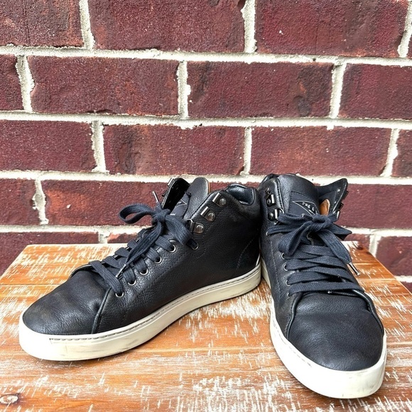 Rag & Bone Kent Black Leather High Top Sneakers - Picture 1 of 9